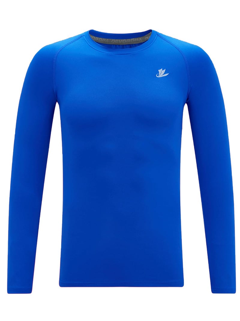 DEVOROPA Youth Boys Compression Shirt Long Sleeve Football Baseball Undershirt Quick Dry Sports Baselayer Royal Blue S - Image 1